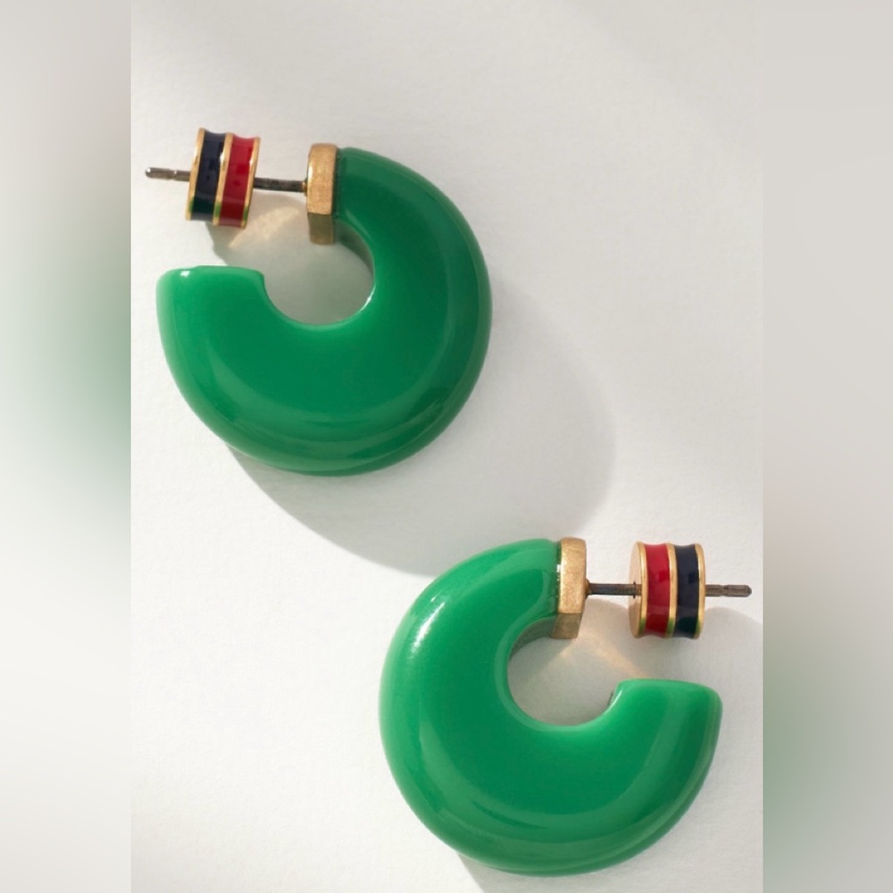 Clare V. Le Resin Hoop Earrings in Green